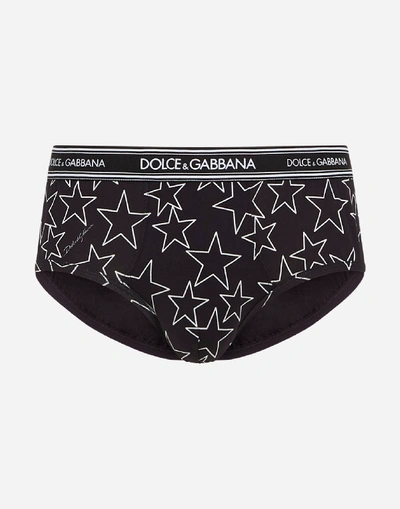 Shop Dolce & Gabbana Cotton Brando Briefs With Star Print In Black