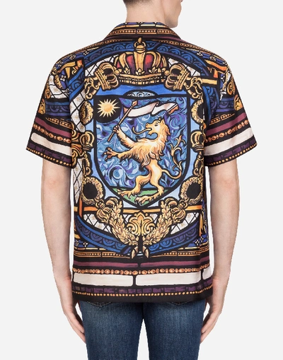 Shop Dolce & Gabbana Silk Hawaii Shirt With Julius Cesar Print In Multicolored