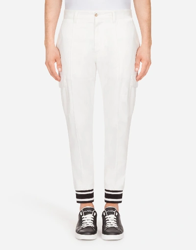 Shop Dolce & Gabbana Stretch Cotton Cargo Pants In White