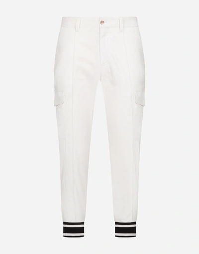 Shop Dolce & Gabbana Stretch Cotton Cargo Pants In White