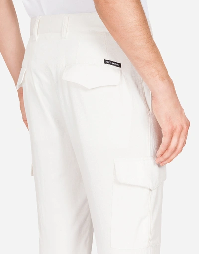 Shop Dolce & Gabbana Stretch Cotton Cargo Pants In White
