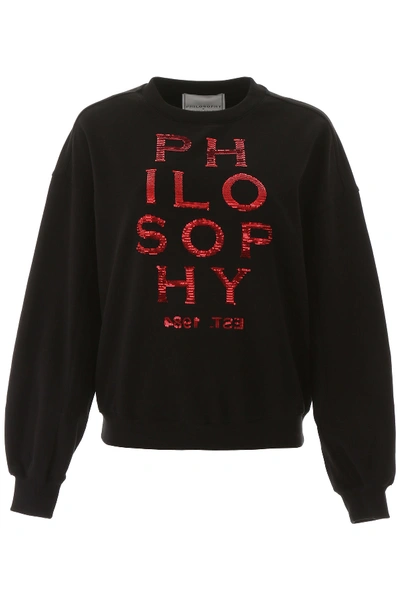 Shop Philosophy Di Lorenzo Serafini Sweatshirt With Sequined Logo In Black (black)