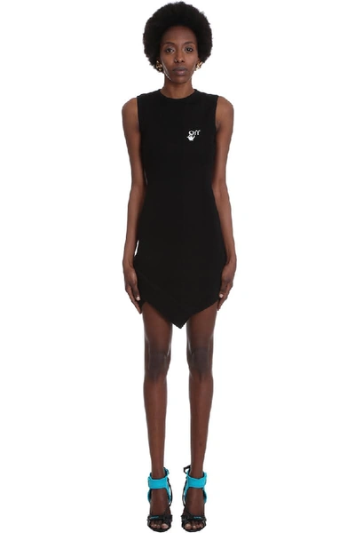 Shop Off-white Basic Mini Dres Dress In Black Viscose In Black White