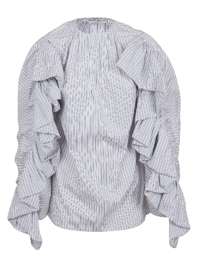 Shop Givenchy Shirt With Ruffled Sleeves In Celeste