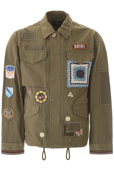 Shop Amiri Parka With Patches And Embroideries In Military Green (green)
