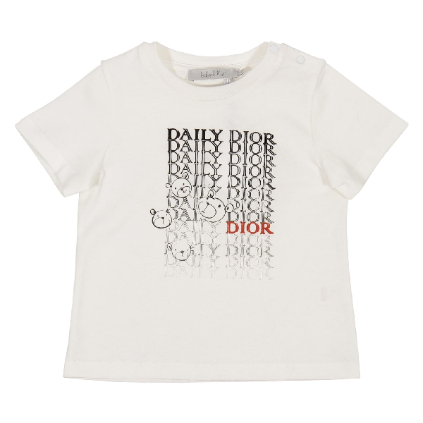 Baby Dior Babies' White Cotton Jersey T-shirt With Logo Print | ModeSens
