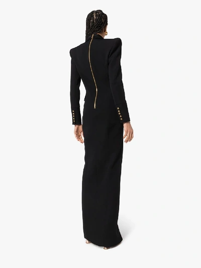 Shop Balmain Tuxedo Maxi Dress In Black