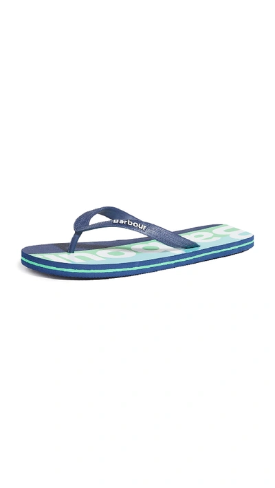 Shop Barbour Stripe Beach Sandals In Blue/green