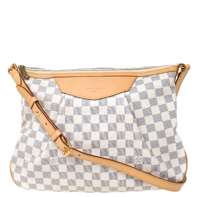 Pre-owned Louis Vuitton Damier Azur Canvas Siracusa Mm Bag In Grey