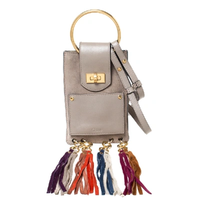 Pre-owned Chloé Beige Suede And Leather Mini Jane Bracelet Bag