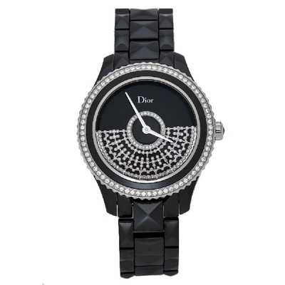 Pre-owned Dior Black Ceramic Diamond Viii Placed Vendome Grand Bal Cd124be3 Women's Wristwatch 38 Mm