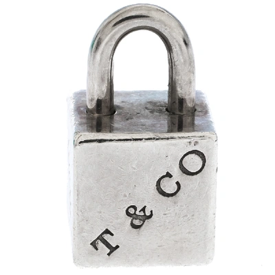 Pre-owned Tiffany & Co 1837 Square Cube Padlock Silver Pendant Charm