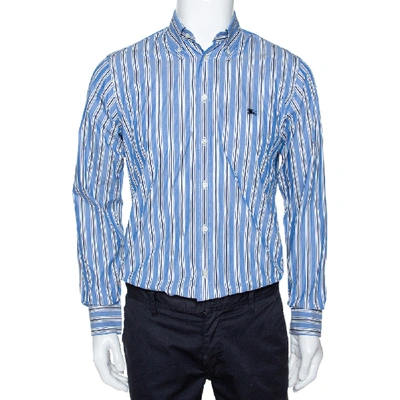 Pre-owned Burberry Blue Striped Cotton Button Down Long Sleeve Shirt S