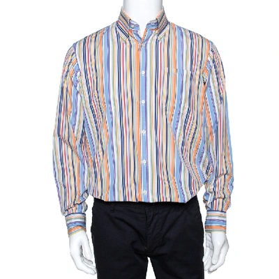 Pre-owned Burberry Multicolor Striped Cotton Button Down Long Sleeve Shirt M
