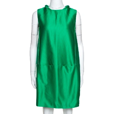 Pre-owned Victoria Victoria Beckham Green Jacquard Cocoon Mini Dress S