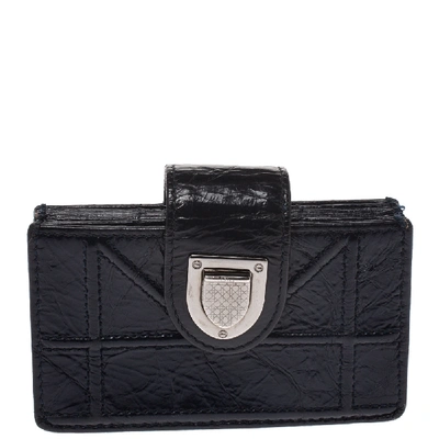 Pre-owned Dior Ama Gusset Card Holder In Navy Blue