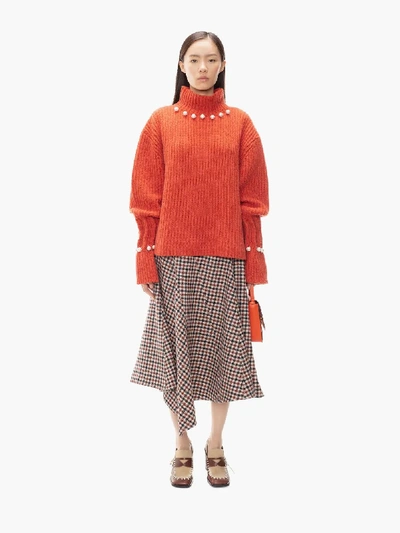 Shop Jw Anderson Seamed Spiral Skirt In Red