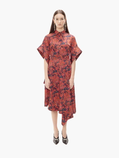 Shop Jw Anderson Tab Sleeve Dress In Red