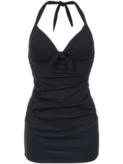 Shop Amir Slama Draped Swimsuit In Black