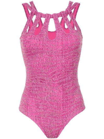 Shop Amir Slama Textured Swimsuit In Pink