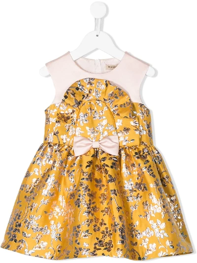 Shop Hucklebones London Floral-jacquard Short Dress In Yellow