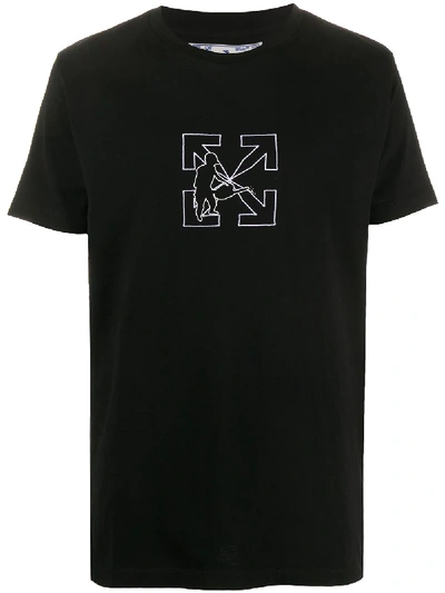 Shop Off-white Worker Embroidered T-shirt In Black