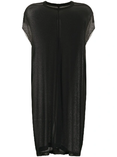 Rick Owens Sheer Longline T-shirt In Black