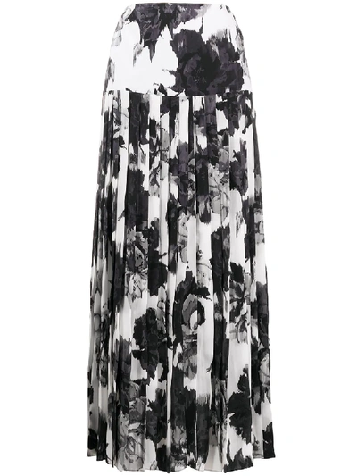 Shop Alexandre Vauthier Floral Print Maxi Skirt In Black