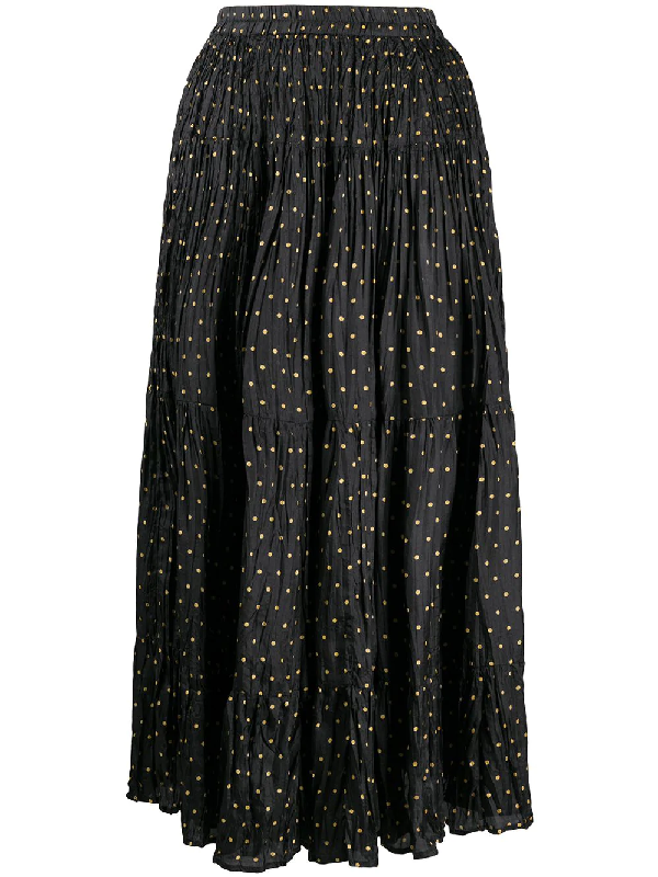 Mes Demoiselles Polka Dot Print Creased Skirt In Black | ModeSens