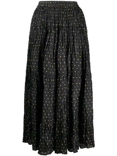 Shop Mes Demoiselles Polka Dot Print Creased Skirt In Black