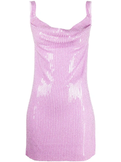 Shop Misha Collection Sequin Embellished Dress In Purple