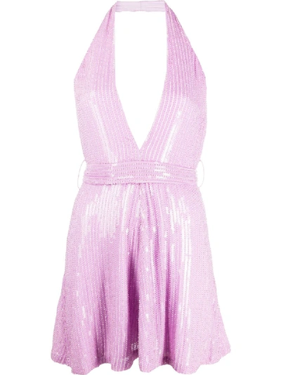 Shop Misha Collection Sequin Embellished Mini Dress In Purple