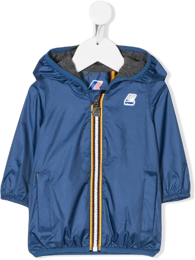 Shop K-way Jacques Logo Patch Hooded Jacket In Blue