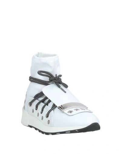Shop Sergio Rossi Woman Sneakers White Size 5 Soft Leather, Textile Fibers