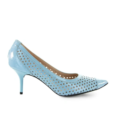 Shop Love Moschino Hearts Light Blue Pumps