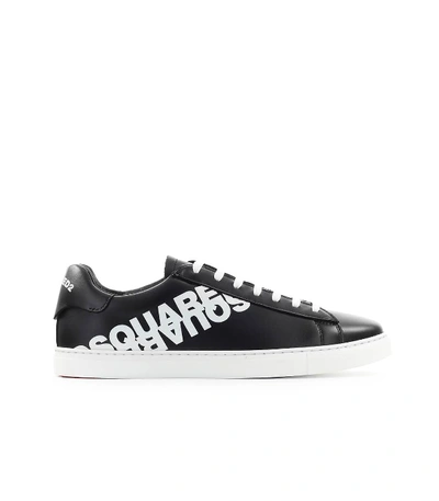 Dsquared2 Lace-up Low Top Logo Print Sneakers In Black