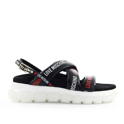 Shop Love Moschino Black Nappa Leather Sandal