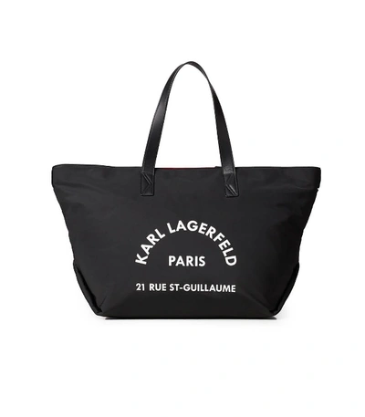 Shop Karl Lagerfeld Rue St. Guillaume Black Nylon Shopping Bag