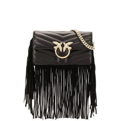 Shop Pinko Love Wallet Fringes Black Wallet With Chain