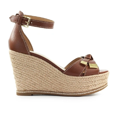 Shop Michael Kors Ripley Brown Wedge Sandal In Leather