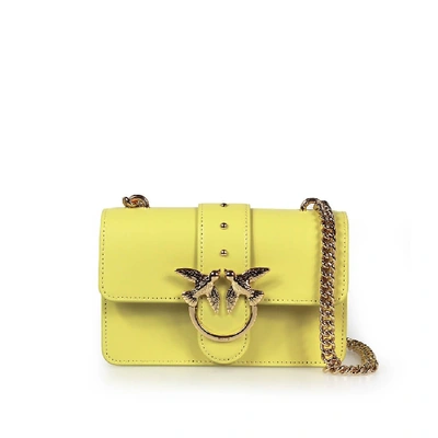 Shop Pinko Love Mini Simply Yellow Crossbody Bag