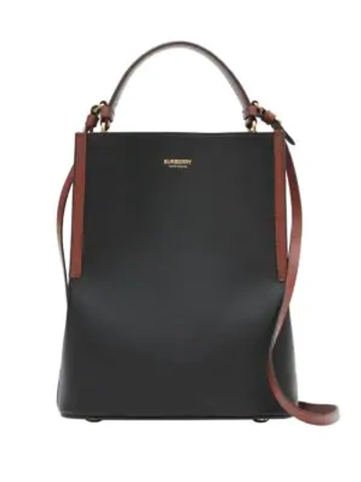 Shop Burberry Small Peggy Leather Bucket Bag In Black