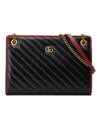 Shop Gucci Gg Marmont Medium Shoulder Bag In Nero Romantic