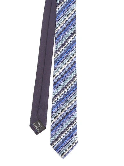 Shop Missoni Multicolour Chevron Pattern Silk Tie