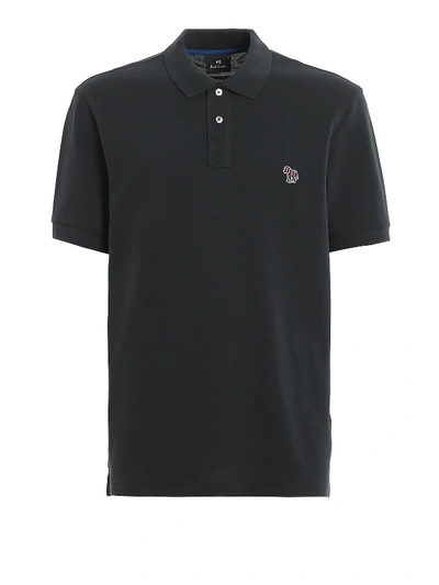 Shop Paul Smith Pique Polo With Multicolour Patch In Dark Blue