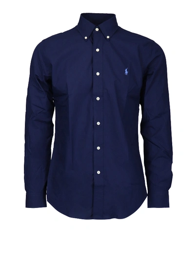 Shop Polo Ralph Lauren Navy Cotton Shirt In Dark Blue