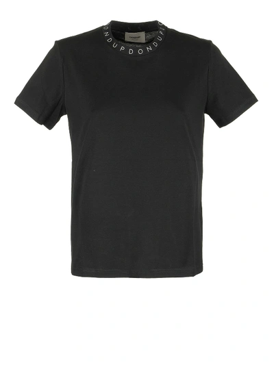 Shop Dondup Black Branded Crew Neck T-shirt