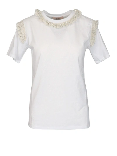 Shop Twinset Lace Insert T-shirt In White