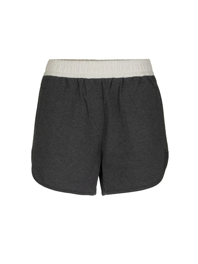 Shop Brunello Cucinelli Stretch Cotton Terry Shorts In Grey