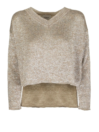 Shop Dondup V-neck Viscose Sweater In Gold